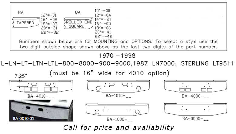 Ford L, LN, LT, LTN, LTL chrome bumper