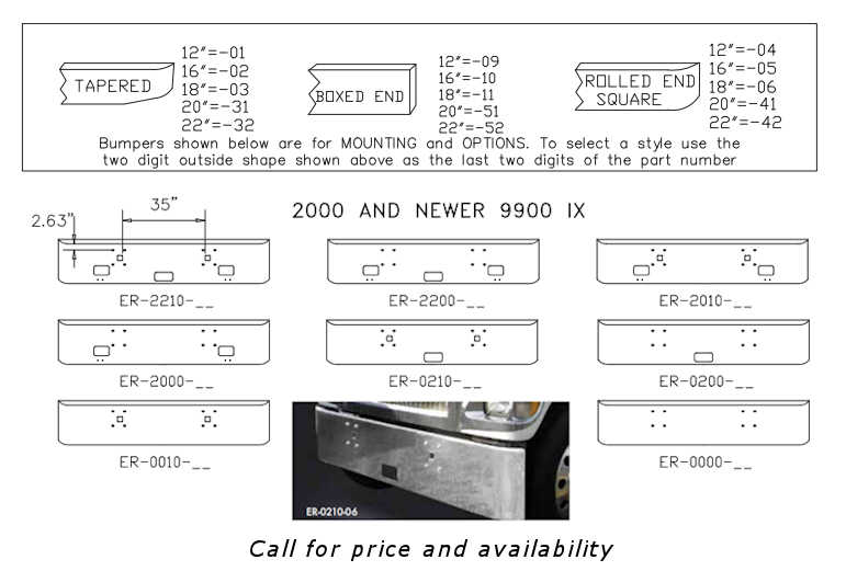 International 9900IX Bumper Style List