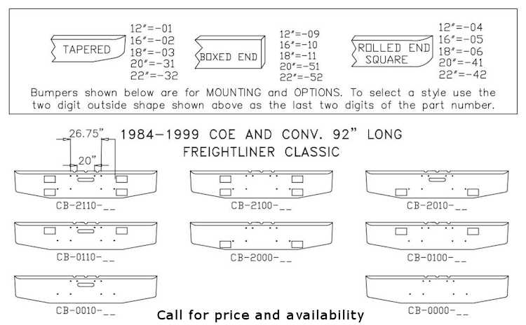 Freightliner Classic Bumper Style List