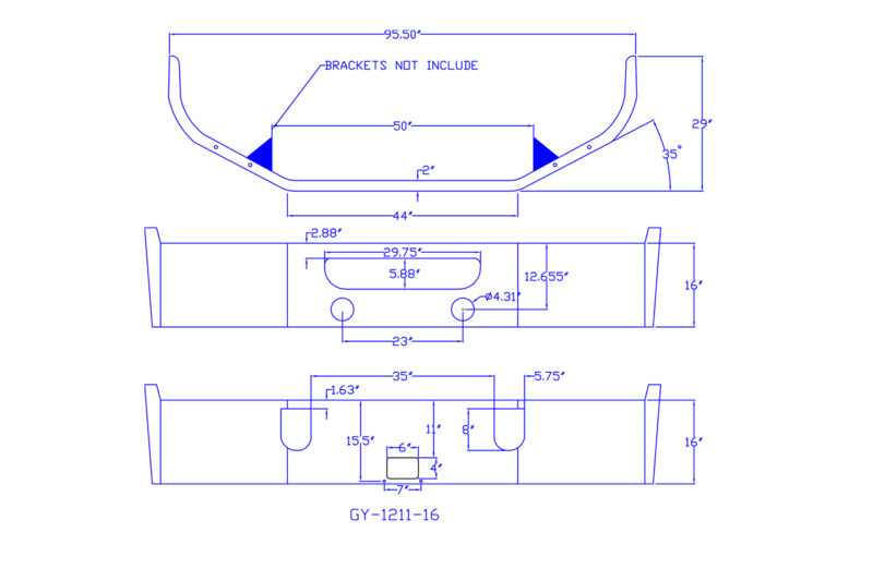 150-GY-1211-16 MACK CXU613 16IN TALL SBA BUMPER - Jones Performance